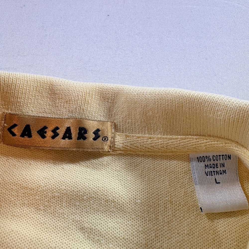 Caesars Palace Polo Shirt Men Large Yellow Cotton Pique Short Sleeve Casino Logo - Picture 4 of 8